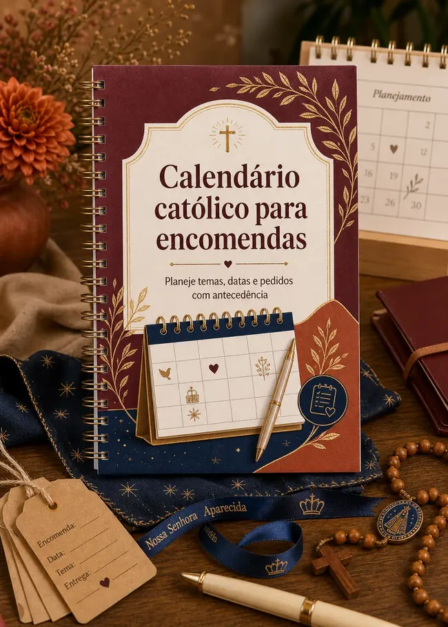 Capa colorida do bônus Calendário católico para encomendas